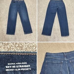 Old Navy Women's Sky-Hi Straight Leg Jeans - Dark Blue